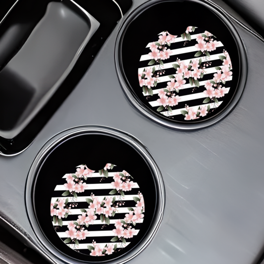 Car Coasters- Striped Floral