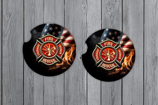 Car Coasters- Firefighter Emblem